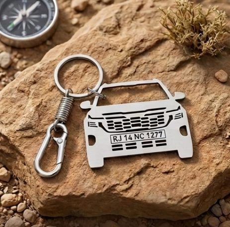 Custom Laser-Cut Stainless Steel Car Profile Silhouette with Personalized Number Plate Engraving