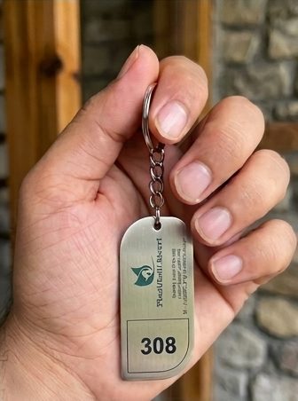 Custom Engraved Stainless Steel Hotel Keychain & Metal Room Number Tag