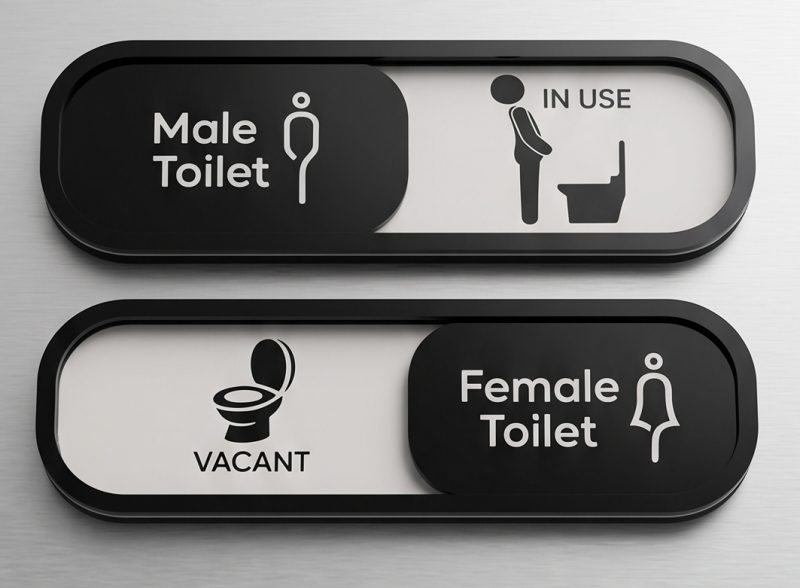 Premium Acrylic Restroom Privacy Slider Sign - Male & Female (In Use/Vacant)