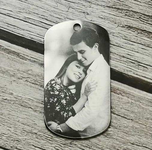 Premium Personalized Stainless Steel Engraved Photo Keepsake Tag
