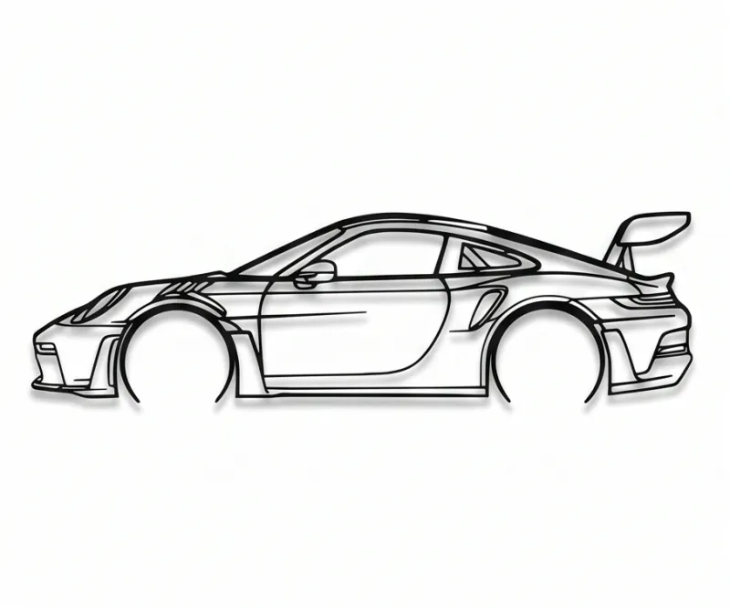 Premium Sports Car Silhouette Laser Cut Metal Wall Art