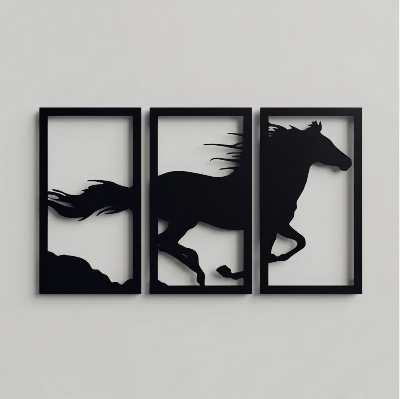 Majestic Galloping Horse 3-Panel Metal Wall Art