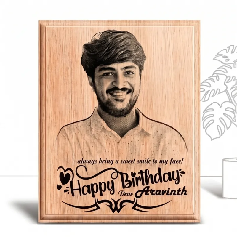 Custom Personalized Laser-Engraved Wooden Photo Plaque