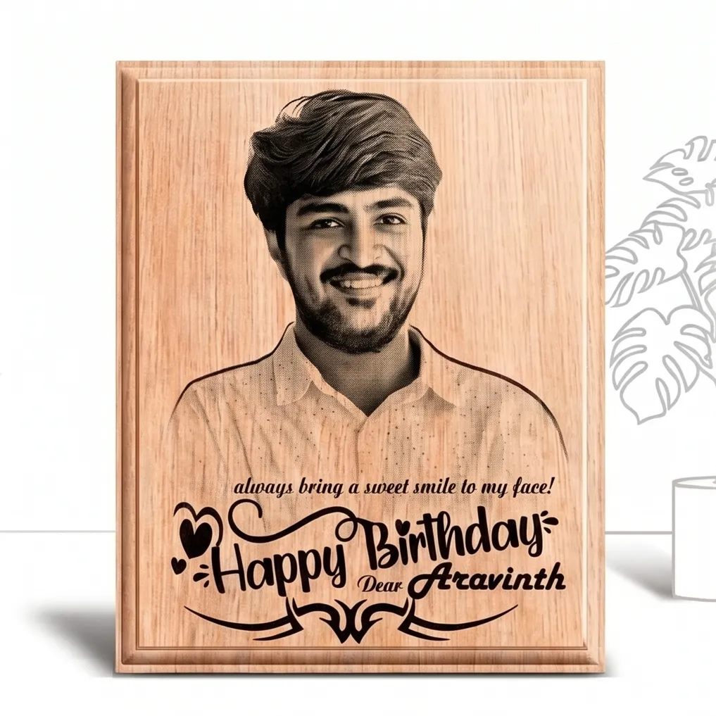 Custom Personalized Laser-Engraved Wooden Photo Plaque
